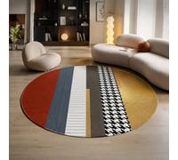 Taidianolp Alfombras redondas circulares, modernas, geométricas, rojas, azules, grises, blancas, negras, amarillas, 130 cm, alfombra suave para dormitorio, interiores, decoración del hogar y la