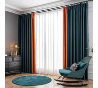 Taidianolp Cortinas opacas, ancho 170 x alto 260 cm (2 unidades), dark-teal naranja, cortinas opacas interiores para dormitorio, salón moderno personalizado con ojales/ganchos,