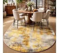 Taidianolp Personalized Rugs Oval Shape, Customized Photo/Text Pattern, 2.6 x 3.3 ft, Yellow Grey 80 x 100 cm, Modern Bedroom Contemporary Living Room Rug Throw Mat,