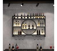 Taifuan Botellero Pared,Botellero De Metal Moderno Montado En La Pared,Botellero De Hierro De Estilo Industrial,Botellero de Metal para la Pared con portavasos,para El Hogar, Restaurante, Bar