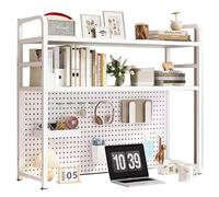 Taifuan Estantería De Sobremesa Libros DIY Librería Estantería De Escritorio para Mesas De Computadora Estructura Metálica Estante De Almacenamiento(White,45.2")