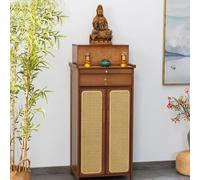 Taifuan Mesa de Altar con Estante de Buda, Mesa de Santuario Personal Multifuncional for Actividades espirituales, Organizador de enrutador WiFi de ratán(Brown,62 * 38cm/24.4 * 15in)