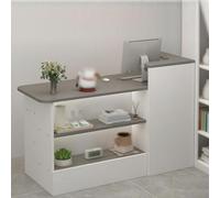 Taifuan Mostrador PequeñO De RecepcióN Estetica, Mostrador Tienda Madera, Gabinete De Cajero, Mostrador De Cajero Ideal para Recepciones, Oficinas, PeluqueríAs(Gris/Derecho,120x100x45cm)
