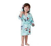 Taigood niña Albornoz niños Sudadera con Capucha Batas niño Suave Pijamas Ropa de Dormir Azul avión