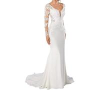 TAIGUHUI Registro Civil de Vestidos de Novia, Vestidos de Novia, Sirenas, Cintas Largas, Vestidos de Novia, Blanco, 36