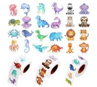 TAIHOBO 1500PCS Pegatinas Infantiles, Pegatinas Recompensa Niños, Stickers Infantiles para Álbumes de Recortes, Pegatinas Animales Incluye Dinosaurios Animales Marinos y Animales del Bosque