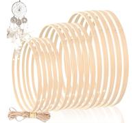 TAIHOBO 15PCS Anillos de Madera de Bambú para Manualidades, 6 Aros de Madera para Manualidades con Agujeros, 9 Anillos de Madera de Bambú sin Agujeros, para Hacer Coronas y Atrapasueños (15/18/20cm)