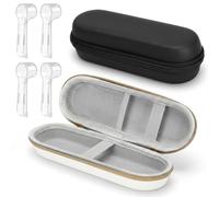 TAIHOBO 2 fundas de viaje para cepillo de dientes eléctrico, a prueba de polvo y 4 cabezales de cepillo de dientes para Philips Sonicare 3000/5000/6100/Oral B/Pro 500/3000/1500 Eb17/D12/Io Series 5/7