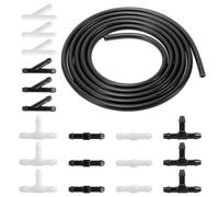 TAIHOBO 4m Manguera Limpiaparabrisas Coche, Kit de Manguera de Limpiaparabrisas Coche Negro, Manguera de Agua para Limpiaparabrisas Universal con 18 Conector, para Conectar Bomba de Agua Boquillas
