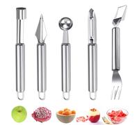 TAIHOBO 5PCS Cortador Fruta, Resistente y Duradero Pelador Patatas Verduras, Descorazonador de Manzanas Fácil de Limpiar, Afilado Saca Cortador Manzana y Cuchillo para Tallar para Diversas de Frutas