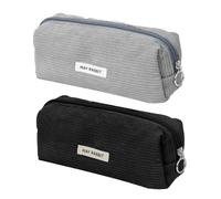 TAIHOBO Estuche Escolar Niño Niña: 2 Piezas Estuches Escolares para Adolescentes Estudiantes Profesora, Neceser Hombre Pequeño de Pana y Lona, Regalos para Oficina Escuela (Negro Gris)