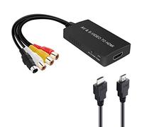 TaiHuai Convertidor SVideo a HDMI, S-Video y 3RCA CVBS Compuesto a Audio y Video, Compatible con 1080P/720P, Compatible con PC portátil, Xbox, PS3, reproducción de DVD (S-Video y 3RCA es Hembra)