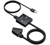 TAIKURA Convertidor Euroconector a HDMI 1080P Adaptador AV CVBS 4:3/16:9 | Convertidor Scart a HDMI Compatible con VCR,DVD,Cambio , Plug and Play, Cable de Alimentación USB