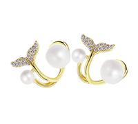 Tail Pearl Women Bridesmaids Dangle Studs Little Mermaid Earrings for Girls Fashion Jewelry Eardrop