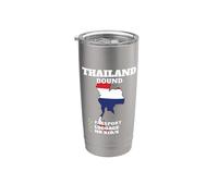 Tailandia Bound Country Travel Thai Flag Vacation Souvenir Vaso térmico de acero inoxidable de doble pared
