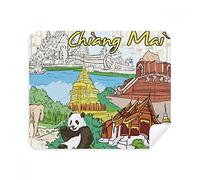 Tailandia Chiang Mai Panda Temple Limpiador de pantalla de teléfono gafas paño de limpieza 2pcs tela de ante
