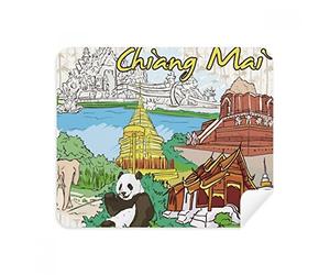 Tailandia Chiang Mai Panda Temple Limpiador de pantalla de teléfono gafas paño de limpieza 2pcs tela de ante