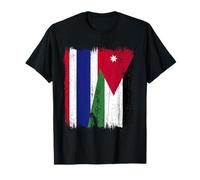 Tailandia Jordania Media Bandera Tailandés Raíces Jordanas Camiseta
