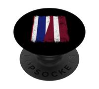 Tailandia Letonia Media Bandera Tailandesa Letona Herencia PopSockets PopGrip Adhesivo