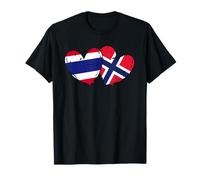 Tailandia, Noruega, bandera, corazones, tailandés, patrimonio noruego Camiseta