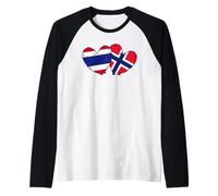 Tailandia, Noruega, bandera, corazones, tailandés, patrimonio noruego Camiseta Manga Raglan