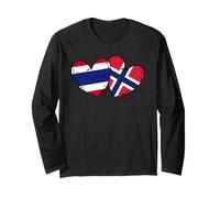 Tailandia, Noruega, bandera, corazones, tailandés, patrimonio noruego Manga Larga
