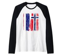 Tailandia Noruega Media bandera tailandesa ascendencia noruega Camiseta Manga Raglan