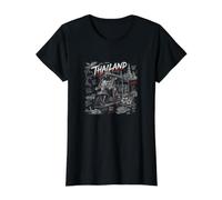 Tailandia Tuk Tuk Taxi Tierra De Sonrisas Bangkok Viaje Camiseta gráfica económica, Mujer, Negro, L