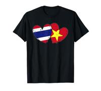 Tailandia Vietnam Corazón Banderas Tailandés Vietnamita Amor Orgullo Camiseta