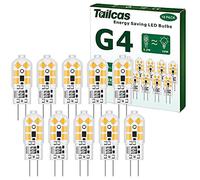 Tailcas 1,2W G4 LED Bombilla 12V, 10 Pezzi, Blanco Calido 3000K, 120LM LED Bulbo Equivalente Halógeno Bi Pin G4 10W, Sin Parpadeo, No-Regulable, Ahorro de Energía