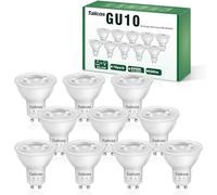 Tailcas 10 x Bombilla LED GU10 7W, Blanco Frío 6000K, Equivalente de Lámpara Halógena de 50W, 500 Lúmenes, AC100-240V, No regulable Sin Parpadeo, Ángulo de haz de 38°