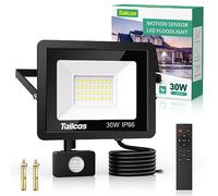 Tailcas 30W Focos LED Exterior con Sensor de Movimiento, IP66 Impermeable Foco Proyector LED con Control Remoto, 2700LM, 6500K Blanco Frío Foco LED Exterior o Interior para Jardín, Patio, Garaje