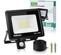 Tailcas 30W Focos Led Exterior con Sensor Movimiento, 2700LM Super Brillante Foco Led Exterior, IP66 Impermeable Proyector, 6500K Iluminación de Exterior Seguridad para Jardín, Patio, Garaje