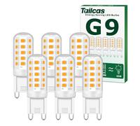 Tailcas Bombilla LED G9 3W, Blanco Calido 3000K, Sin Estroboscópico, LED Equivalente a la Bombilla Halógena de 30-50W, 350LM, AC220-240V, No Regulable, Ángulo de Luz de 360°, Paquete de 6
