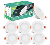 Tailcas Downlight LED Empotrable 6W Equivalente 60W, 6 Pack Foco LED Techo Redondo Neutro 4500K, 600LM Ultradelgado 26mm, Ф 85-95mm, No Regulable AC 160-260V, Ojos de buey de led para Salón Cocina