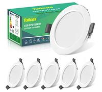 Tailcas Downlight LED Techo Empotrable, 5W 6x Focos LED Interior Techo 450LM Equivalente 50W, 6000K Blanco Frio IP44 Redondo Downlight Extraplano 25mm, Ø 68-80mm AC 220-240V, para Baño Salón Cocina