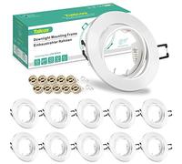 Tailcas Marco Foco Empotrable GU10, 10 Pack Blanco Marcos Focos Downlight LED Empotrable Redondo con Portalámparas GU10, Corte Ф 65-80mm, Ángulo basculación 30°, Para 50mm Lámparas De Led O Halógena