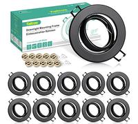 Tailcas Marco Foco Empotrable GU10, 10 Pack Negro Marcos Focos Downlight LED Empotrable Redondo con Portalámparas GU10, Corte Ф 65-80mm, Ángulo basculación 30°, Para 50mm Lámparas De Led O Halógena