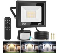 TailcasLED Foco LED Exterior con Sensor Movimiento, 30W 2700LM 3000K/4000K/6500K Foco Proyector LED con Control Remoto, IP66 Impermeable Focos LED Exterior para Jardín Patios Garaje