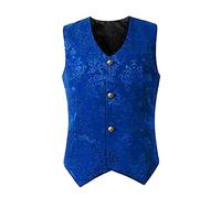 Tailcoat - Chaleco de traje elegante para hombre, con doble botonadura, gótico, para bodas, fiestas, estilo steampunk, medieval, chaleco de doble botonadura, para disfraz de Halloween, B azul, XL