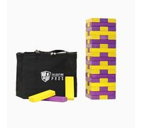 Tailgating Pros Maderas gigantes de primera calidad con funda de transporte. ¡Elige los colores de tu equipo! Juego jumbo para patio al aire libre, la torre crece hasta más de 5 pies. - ¡Calcomanías