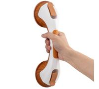 TAILI Agarraderas Baño para Mayores 31 CM, MAX 110 KG Asidero Baño Ventosa, Agarrador Ducha Personas Mayores, Seguridad para Ancianos, Discapacitados, Súper Fuerte Succión Asa Ducha - Vetas de Madera