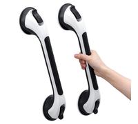 TAILI Agarraderas Baño para Mayores 43 CM, MAX 110 KG Asidero Baño Ventosa 2 Pack, Agarrador Ducha Personas Mayores, Seguridad para Ancianos, Discapacitados, Súper Fuerte Succión Asa Ducha - Negro