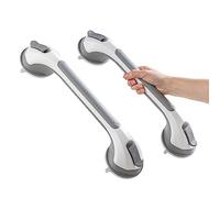 TAILI Agarraderas Baño para Mayores 43 CM, MAX 110 KG Asidero Baño Ventosa 2 Pack, Agarrador Ducha Personas Mayores, Seguridad para Ancianos, Discapacitados, Súper Fuerte Succión Asa Ducha - Gris