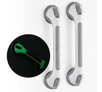 TAILI Agarraderas Baño para Mayores Fluorescente, 43 CM Asidero Baño Ventosa MAX 110 KG, 2 Pack Succión Agarrador Ducha Personas Mayores, Seguridad para Ancianos, Discapacitados, Súper Fuerte - Gris