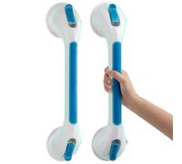 TAILI Agarraderas Baño para Mayores Fluorescente, 43 CM Asidero Baño Ventosa MAX 110 KG, 2 Pack Succión Agarrador Ducha Personas Mayores, Seguridad para Ancianos, Discapacitados, Súper Fuerte - Azul