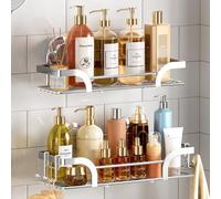 TAILI Cesta de Ducha con ventosa, 2 unidades, Cesta de baño Resistente, Estantes de baño para Interior, Organizador de Soporte de ducha de acero Inoxidable para Almacenamiento de baño y Decoración del