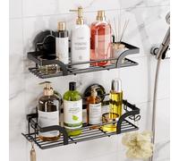 TAILI Cesta de Ducha con ventosa, 2 unidades, Cesta de baño Resistente, Estantes de baño para Interior, Organizador de Soporte de ducha de acero Inoxidable para Almacenamiento de baño y Decoración del