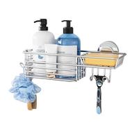 TAILI Ducha Caddy Copa Succión con Ganchos Jabonera Heavy Duty Baño Organizador de Ducha sin Taladrar Estantes Para el Interior de la Acero