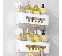 TAILI Ducha de Succión Caddy Montado en la Pared de Baño Organizador Estante para Champú Body Wash Ducha de Plástico Estante libre de Perforación Extraíble